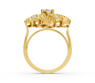 Artistic yellow gold ring with oval center stone – 0.54 carat