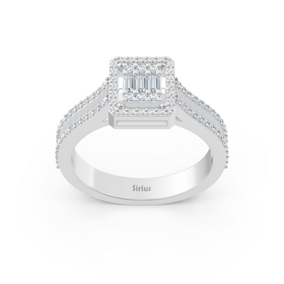 Cocktail ring with lab diamonds in white gold – 77R0254