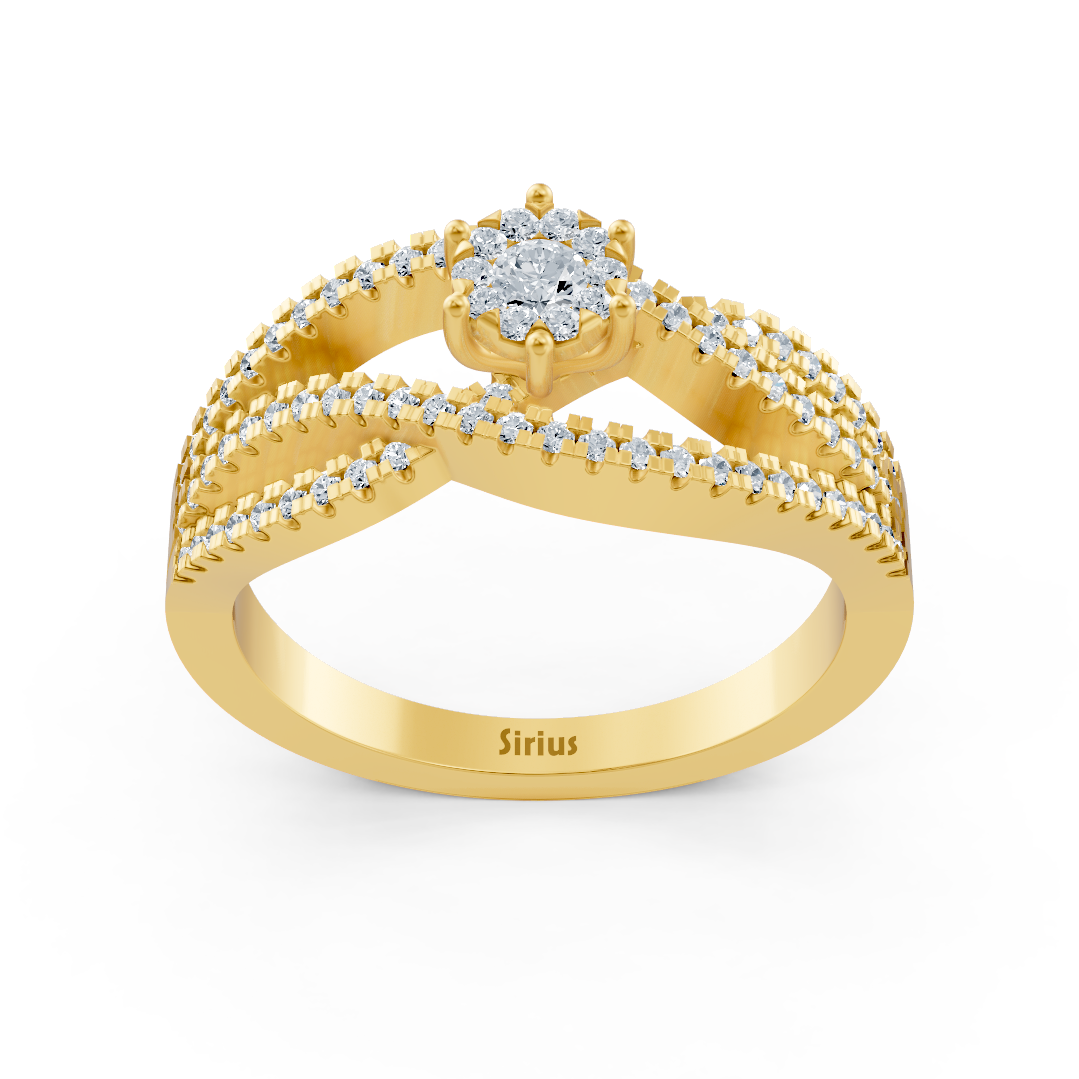 Yellow gold engagement ring with diamonds