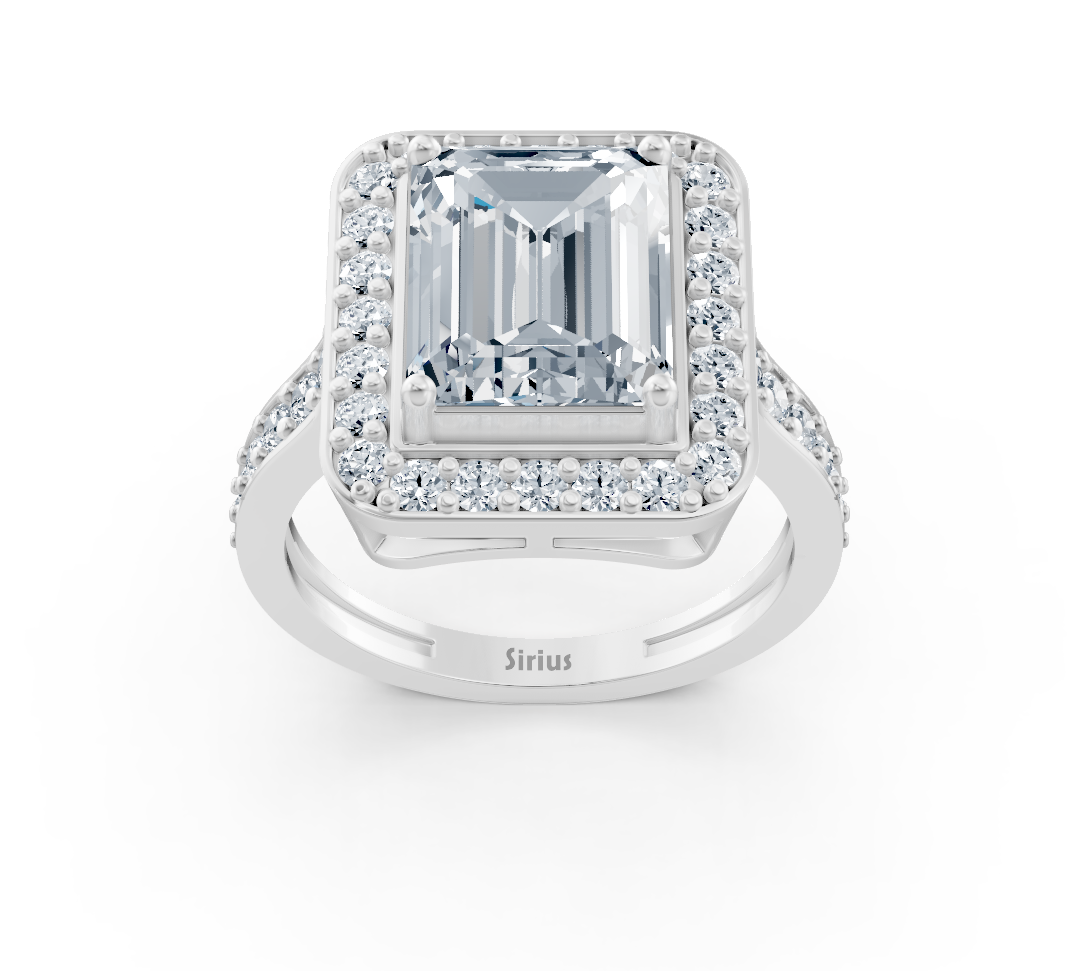 خاتم فاخر من ذهب أبيض مرصع بألماس بقطع الزمرد - 2,41 قيراط - مجوهرات عالية الجودة من Rosy Lab Diamonds