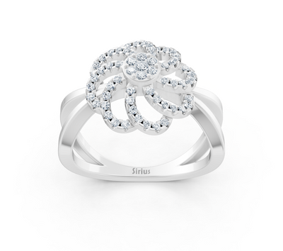 Bague moderne en or blanc avec diamants ronds