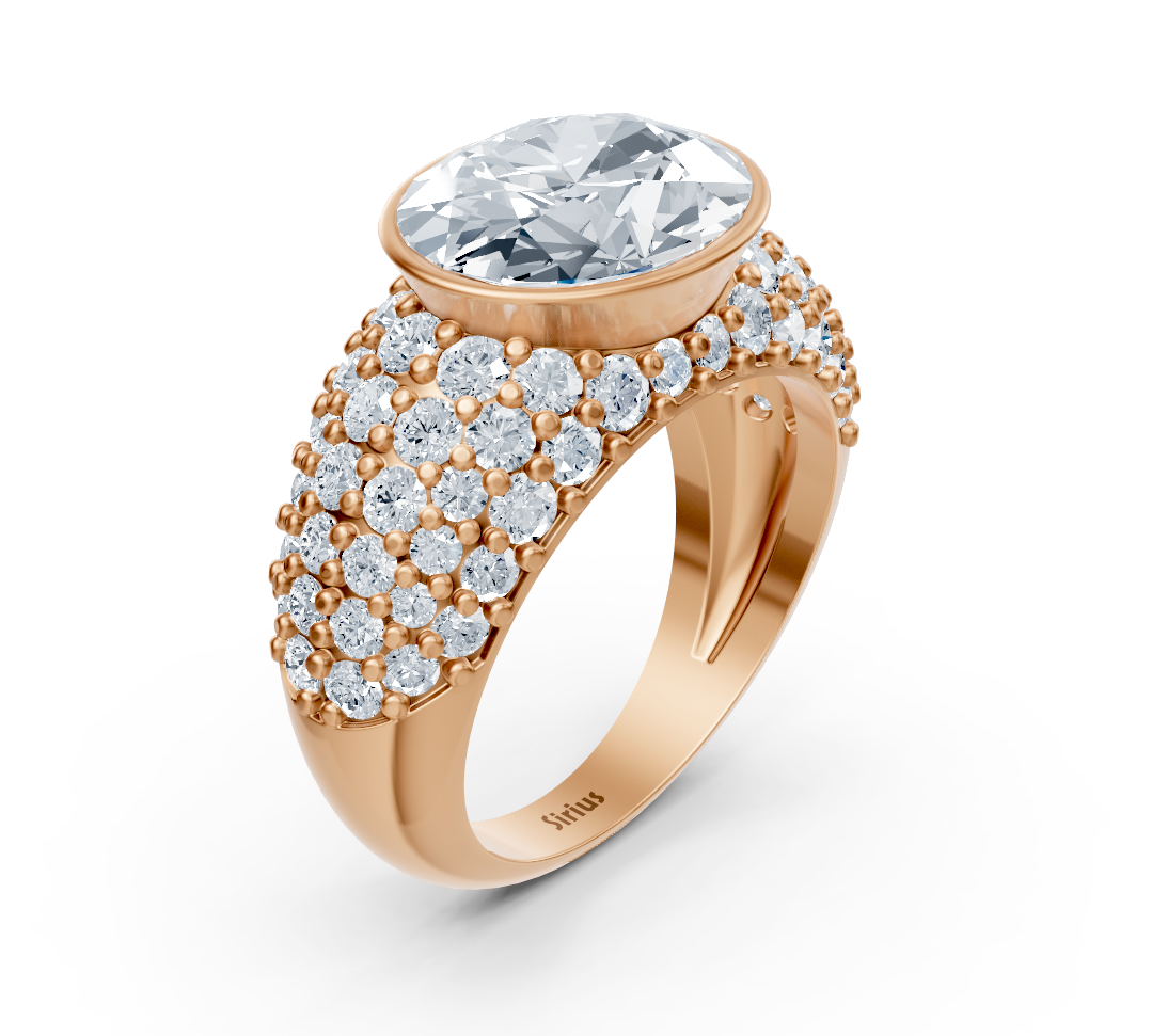 Extravagant rose gold ring with oval and round lab-grown diamond – 2.24 ct
