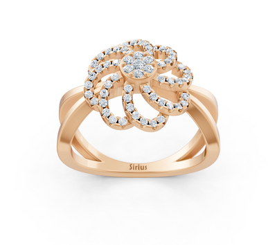 Modern rose gold ring with round diamonds
