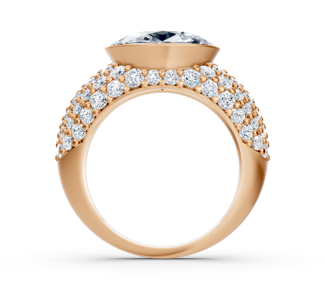 Extravagant rose gold ring with oval and round lab-grown diamond – 2.24 ct
