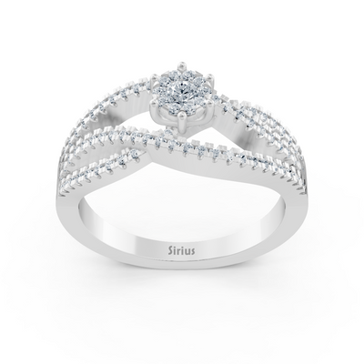 Weißgold Solitärring mit Pavé-Schultern