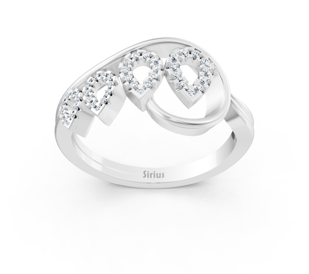 Weißgoldener Tränenform-Ring mit laborgezüchteten Diamanten