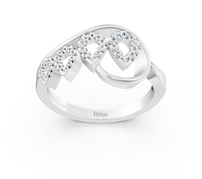Weißgoldener Tränenform-Ring mit laborgezüchteten Diamanten