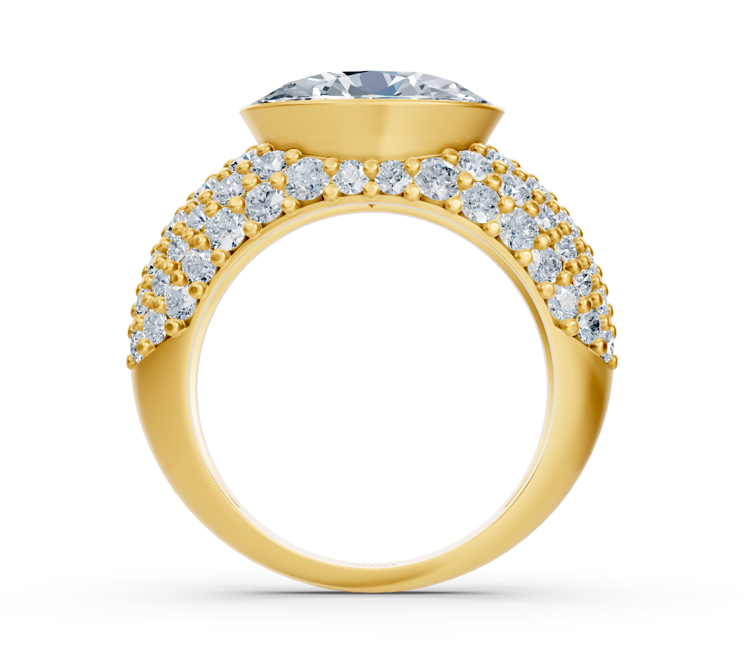 Extravagant yellow gold ring with oval and round lab-grown diamond – 2.24 ct