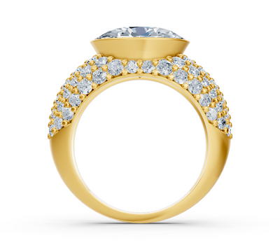 Extravagant yellow gold ring with oval and round lab-grown diamond – 2.24 ct