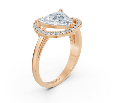 Élégante bague trillion en diamant en or rose 14 carats – cultivé en laboratoire