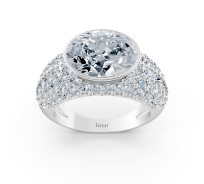 Bague extravagante en or blanc avec diamant synthétique ovale et rond – 2,24 ct