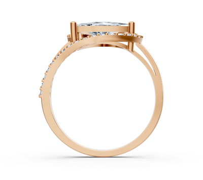 Élégante bague trillion en diamant en or rose 14 carats – cultivé en laboratoire