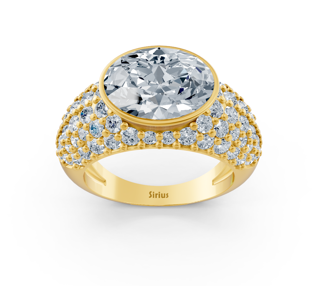 Extravagant Yellow Gold ring with oval and round lab-grown Diamond – 2.24 ct – high-quality Jewelry by Rosy Lab Diamonds