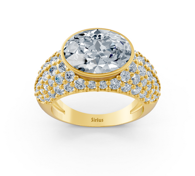 Extravagant yellow gold ring with oval and round lab-grown diamond – 2.24 ct