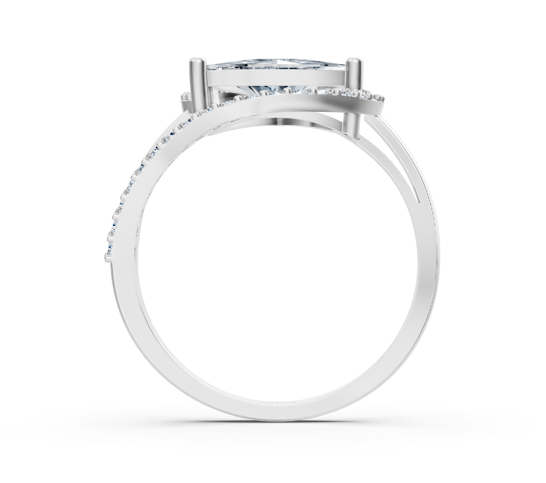 Elegant trillion diamond ring made of 14K white gold – lab-grown