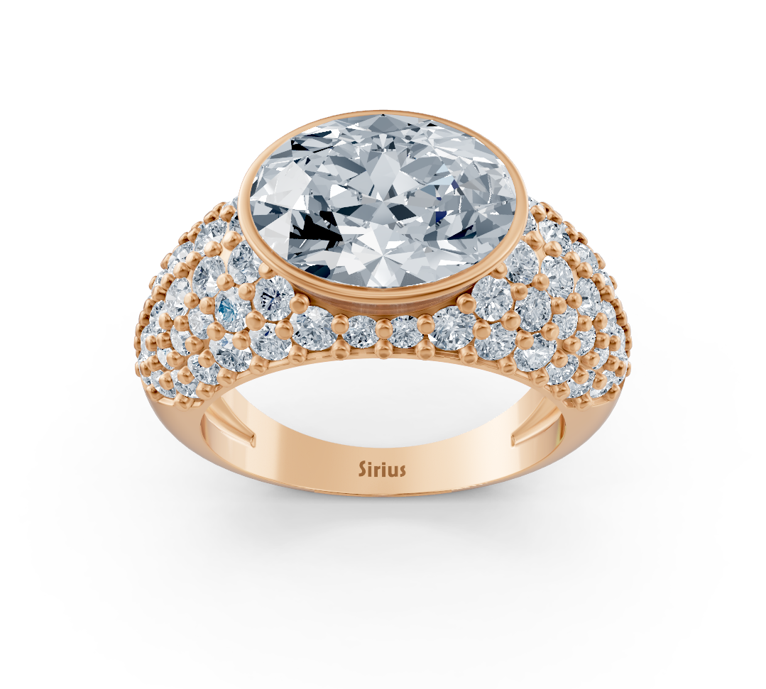 Extravagant rose gold ring with oval and round lab-grown diamond – 2.24 ct
