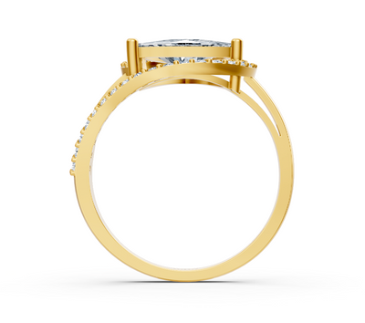 Eleganter Trillion-Diamantring aus 14K Gelbgold – Laborgezüchtet