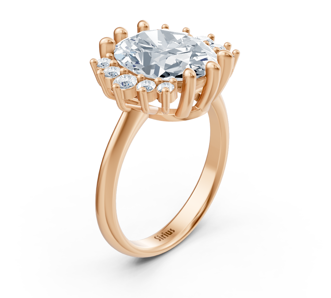 Roségoldener Halo-Ring mit ovalem Labor-Diamanten - hochwertiger Schmuck von Rosy Lab Diamonds