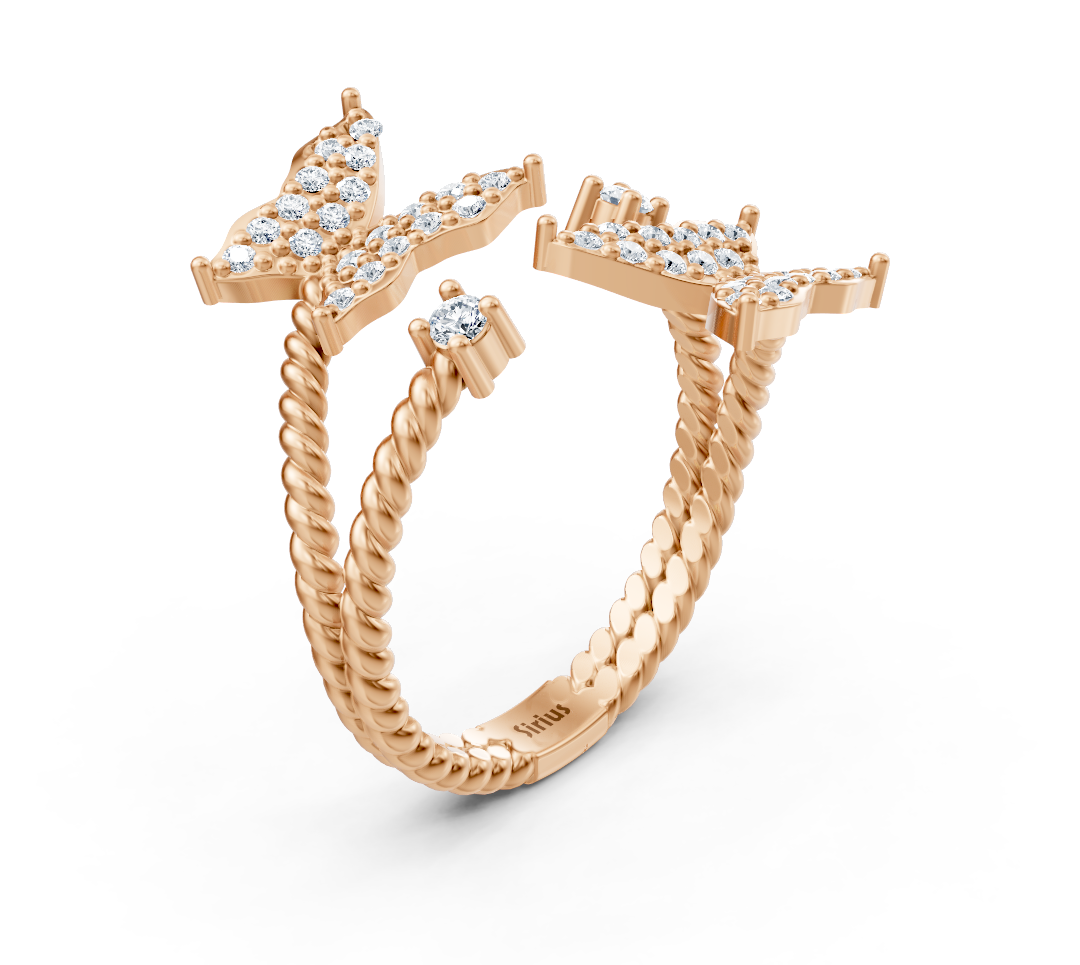 Flügeltanz ring made of rose gold with sparkling lab diamonds