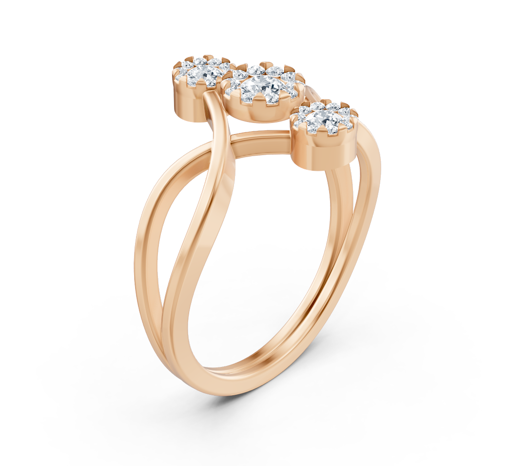 Rose gold trio ring with round-cut lab-grown diamonds – high-quality Jewelry from Rosy Lab Diamonds