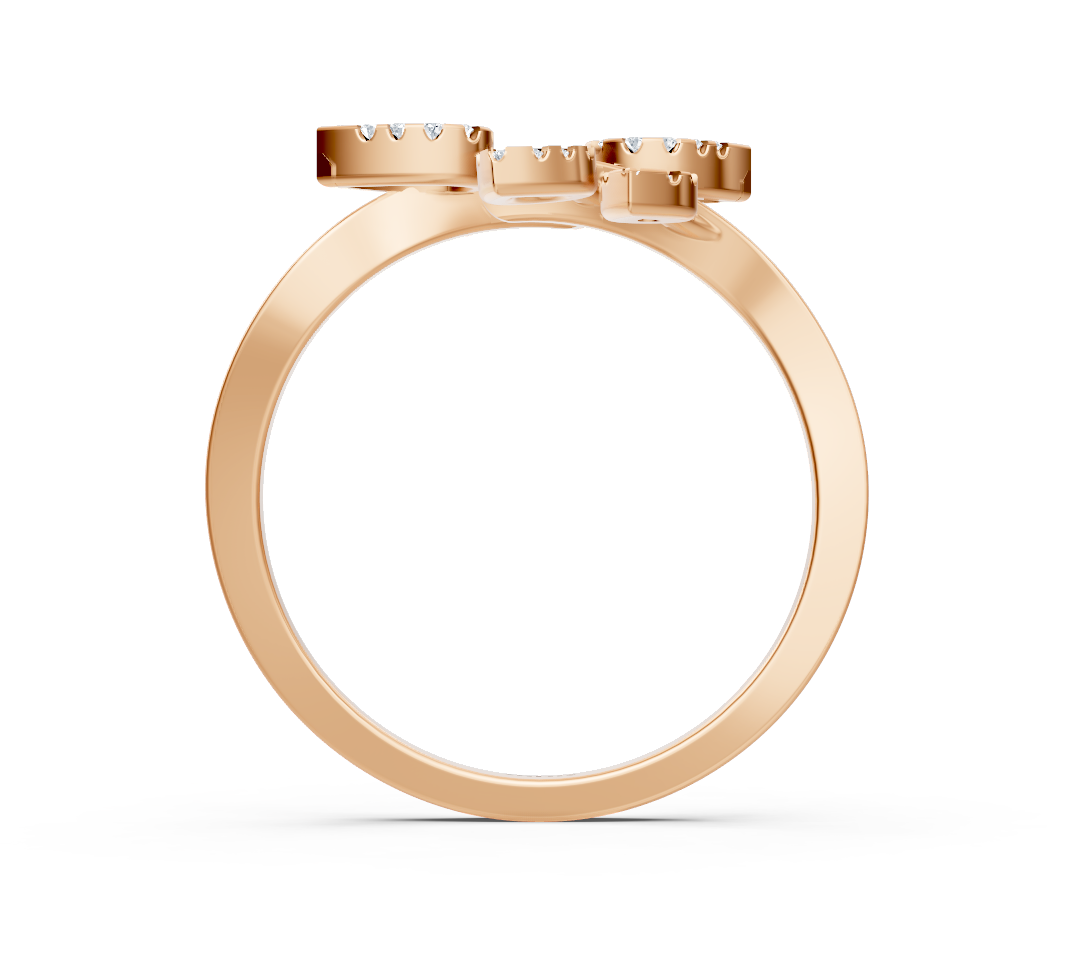 Rose gold ring with round lab diamonds in floral style