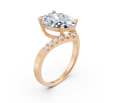 Rose gold ring with lab-grown oval and round diamond – 2.22 ct