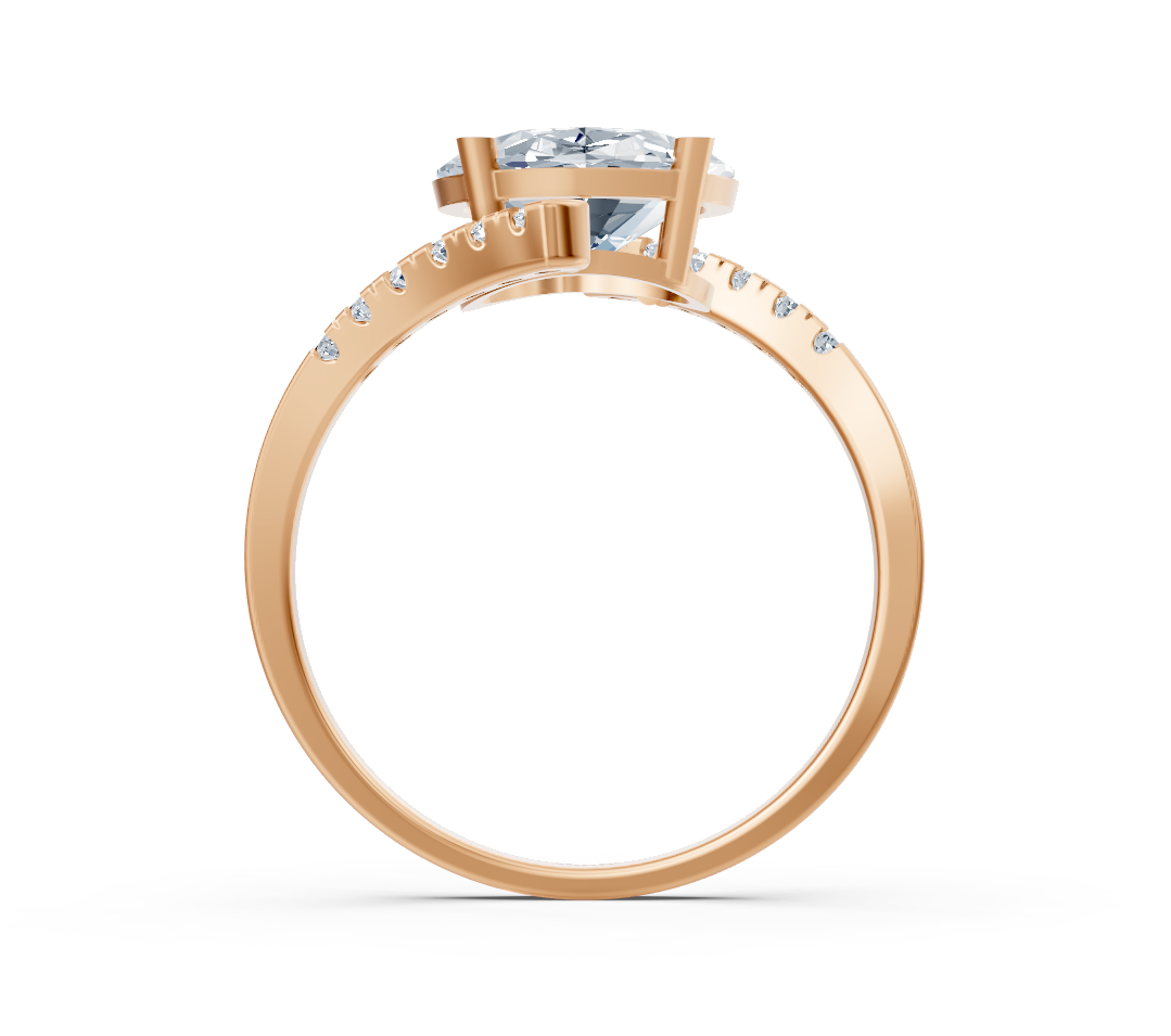 Rose gold ring with lab-grown oval and round diamond – 2.22 ct