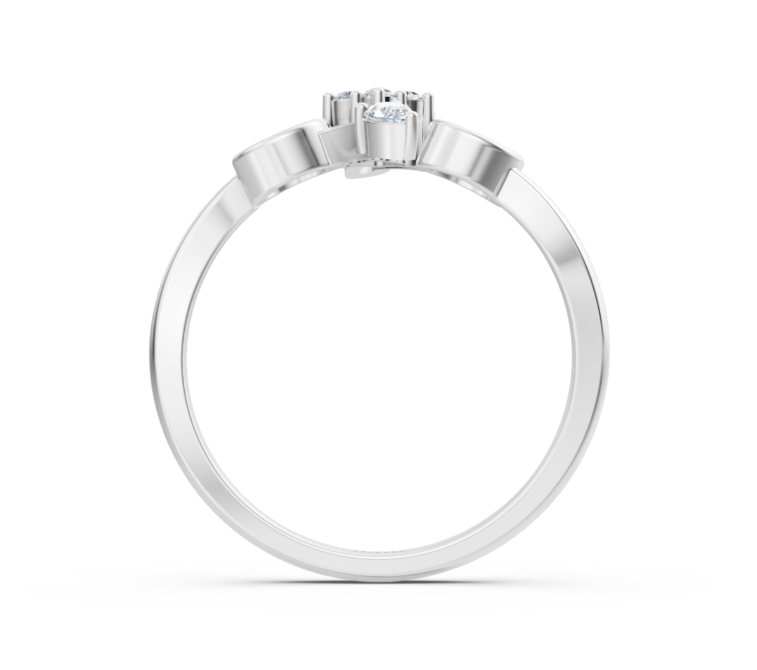 Weißgoldener Initialenring „O“ mit laborgezüchteten Diamanten