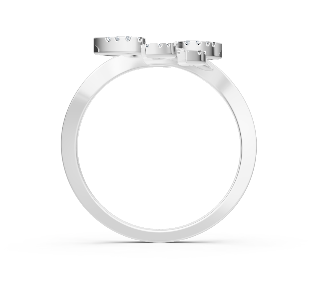 White gold ring with round lab-grown diamonds in a floral design - high-quality Jewelry from Rosy Lab Diamonds