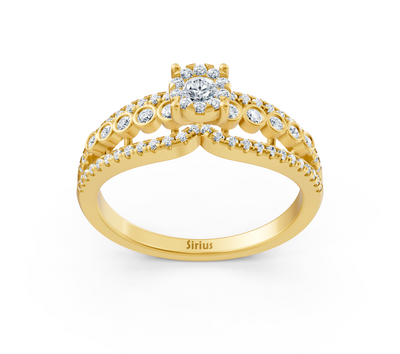 Verlobungsring aus Gelbgold mit Diamanten