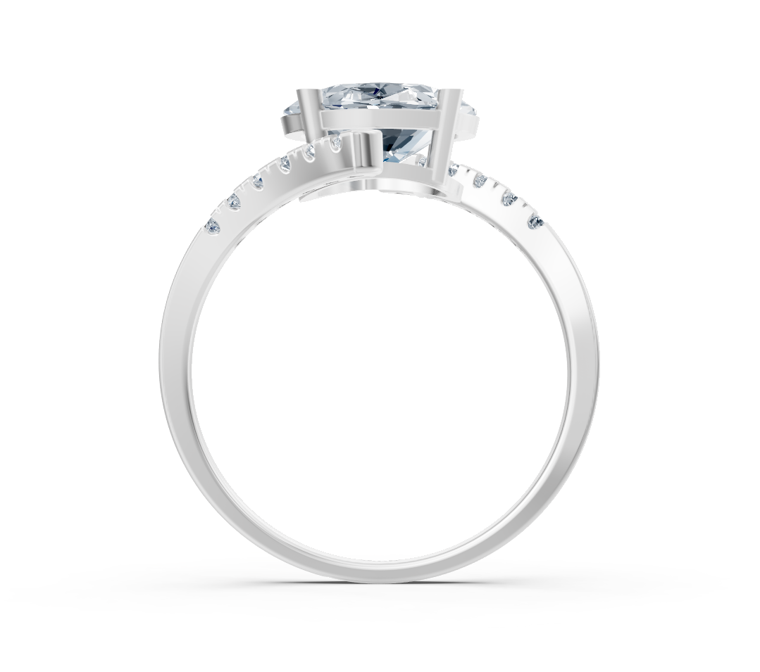 Weißgold-Ring mit laborgezüchtetem Oval- und Runddiamant – 2,22 ct