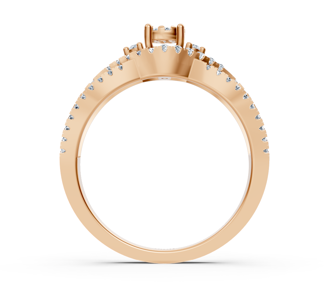Elegant engagement ring in 14K rose gold with diamonds