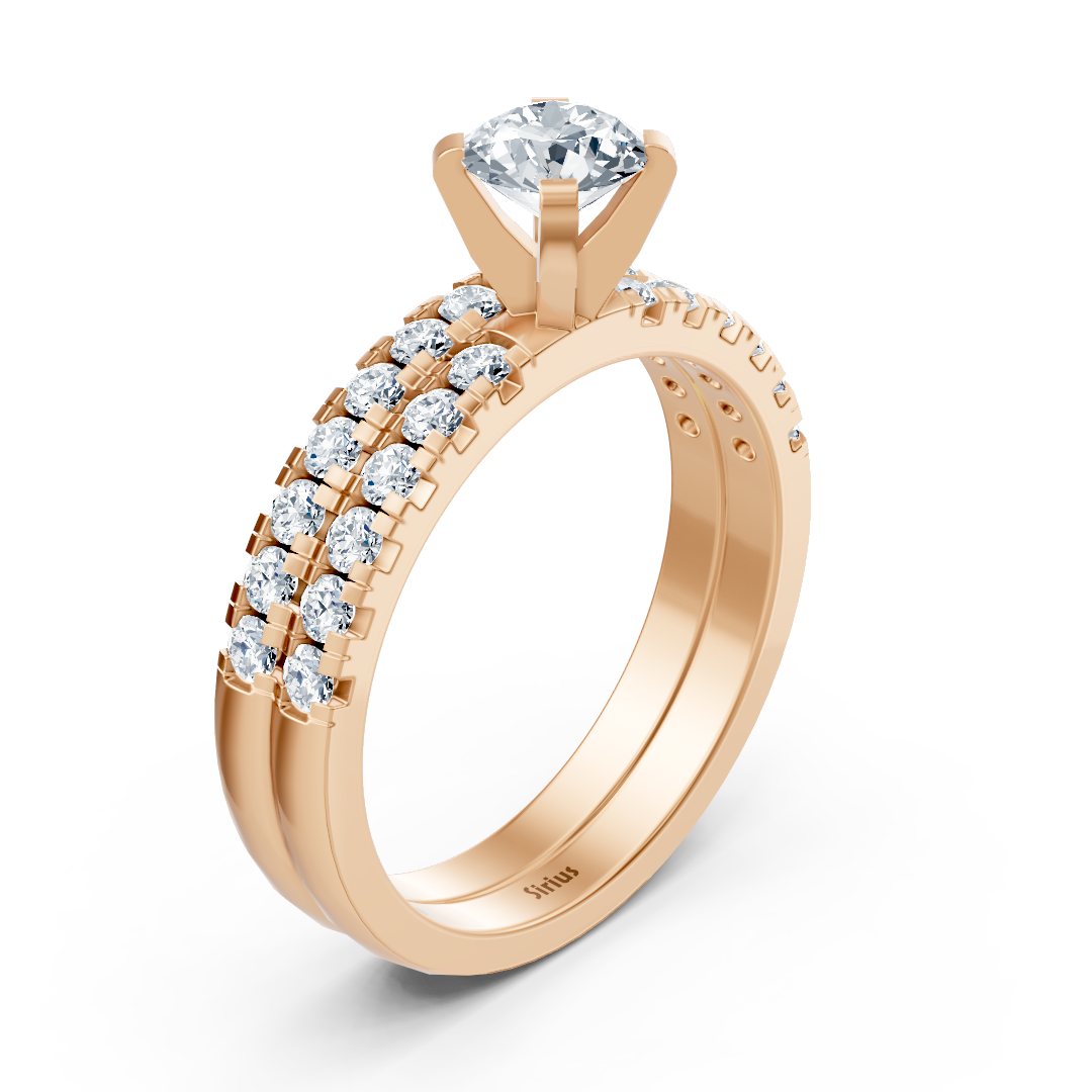 Roségold-Ring mit Doppelreihe und zentralem Labor-Diamant - hochwertiger Schmuck von Rosy Lab Diamonds
