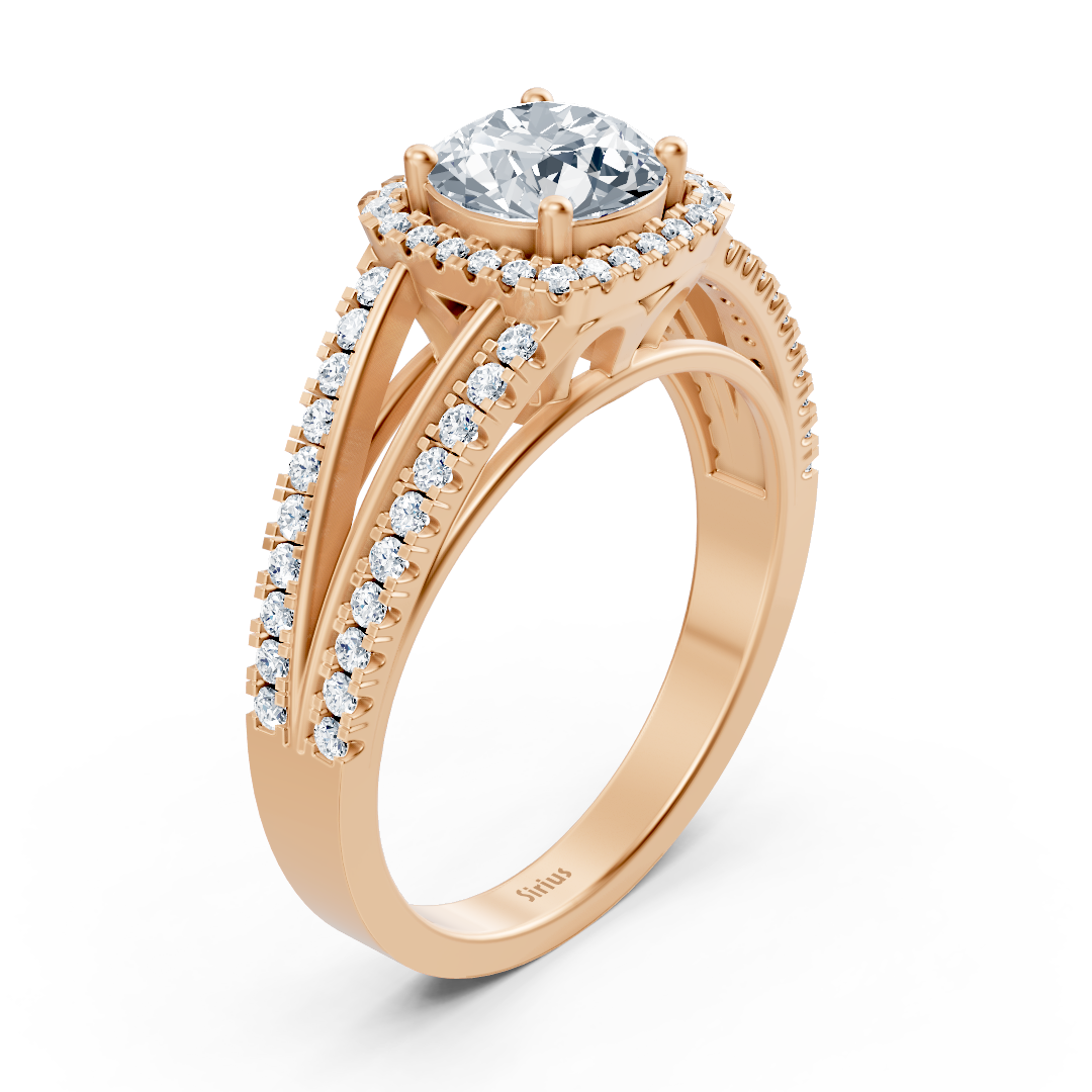 Bague halo en Or Rose avec serti surélevé et diamant de laboratoire – Bijoux haut de gamme de Rosy Lab Diamonds