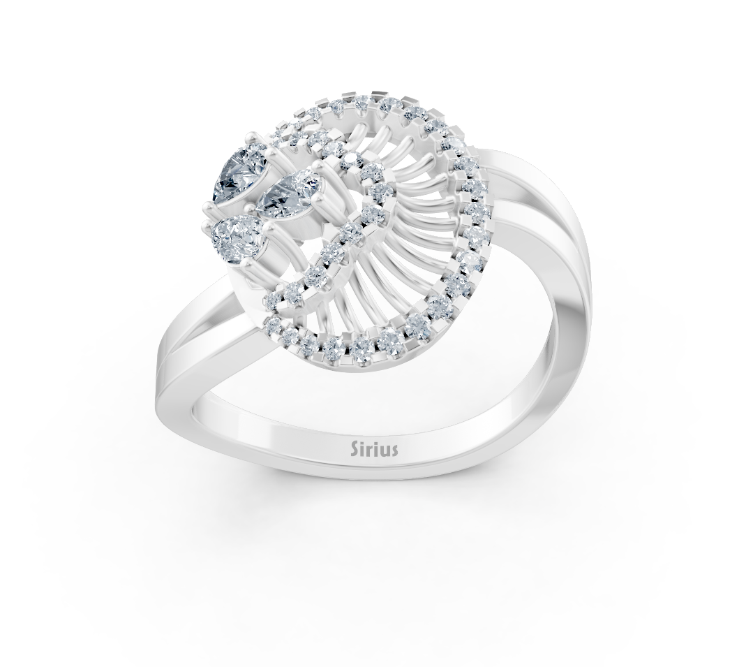 Oval tasarımlı gösterişli Beyaz Altın yüzük ve laboratuvar pırlantaları - Rosy Lab Diamonds’tan yüksek kaliteli Mücevher