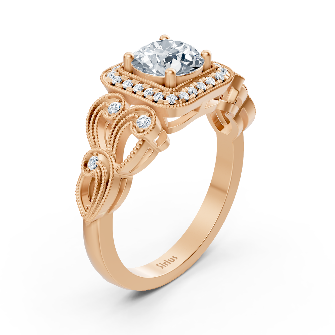 Romantischer Roségoldring mit Topas und Diamanten im floralen Design – 14K
