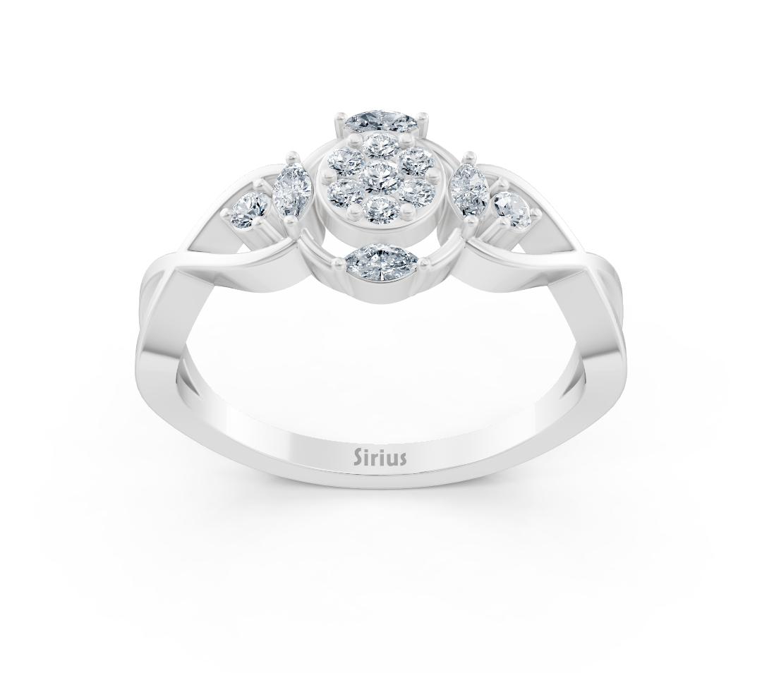 Weißgoldener Blumenring mit laborgezüchteten Diamanten