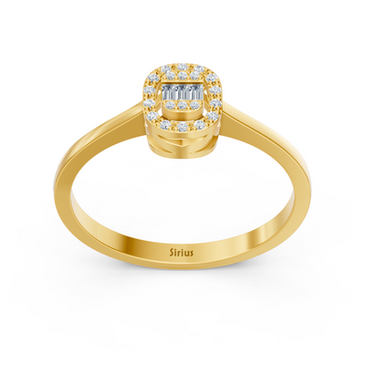 Fine ring with lab diamonds in yellow gold – 77R0258