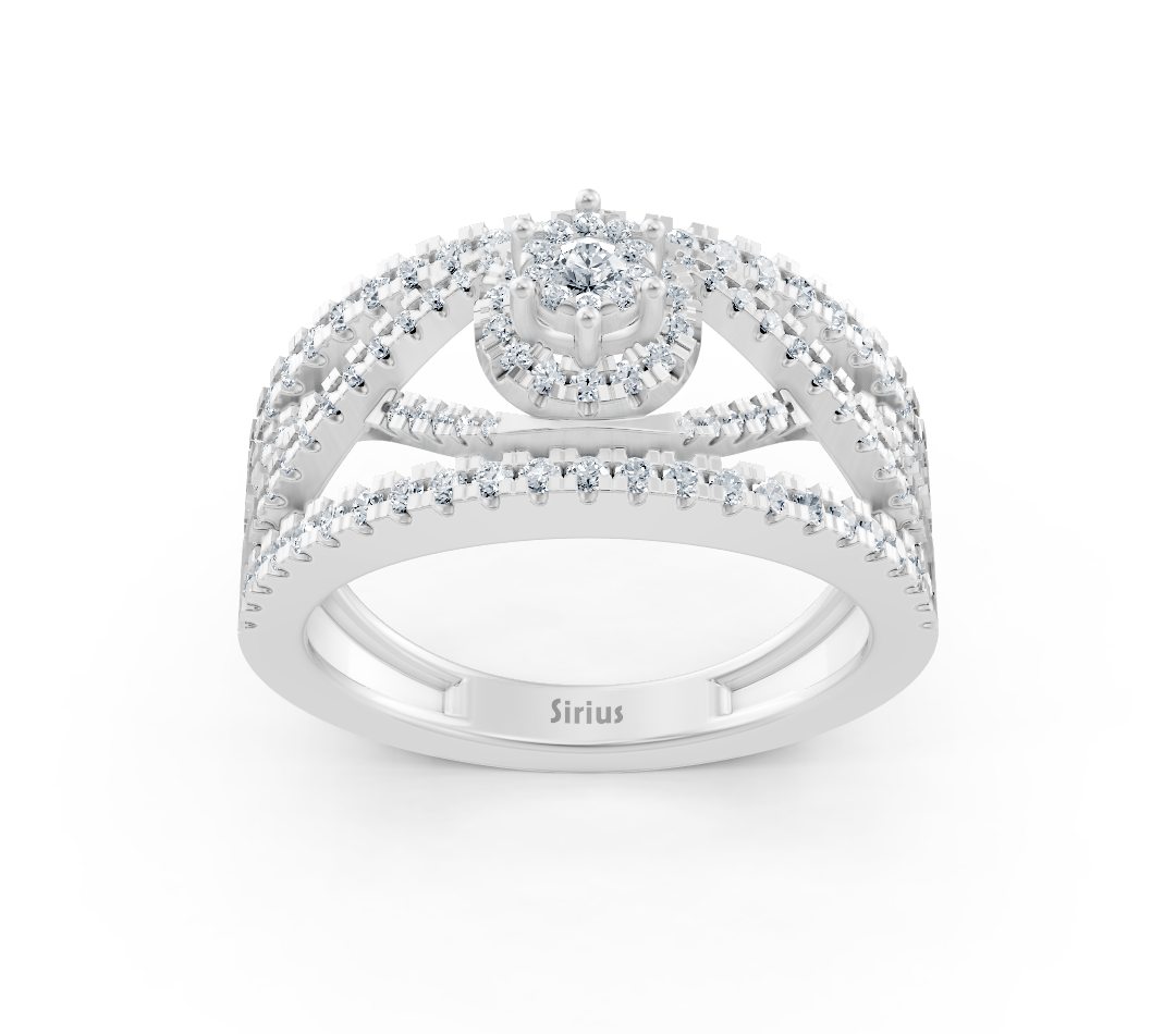 Bague de fiançailles avec une élégante décoration en diamants en Or Blanc 14 carats – Bijoux haut de gamme de Rosy Lab Diamonds