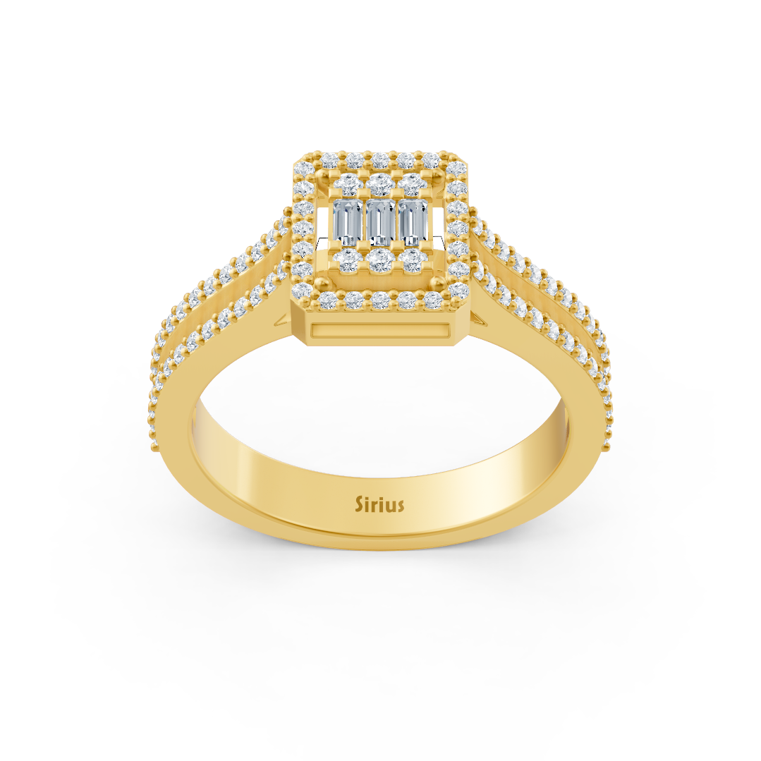 Bague cocktail avec diamants de laboratoire en Or Jaune - 77R0254 - Bijoux haut de gamme de Rosy Lab Diamonds