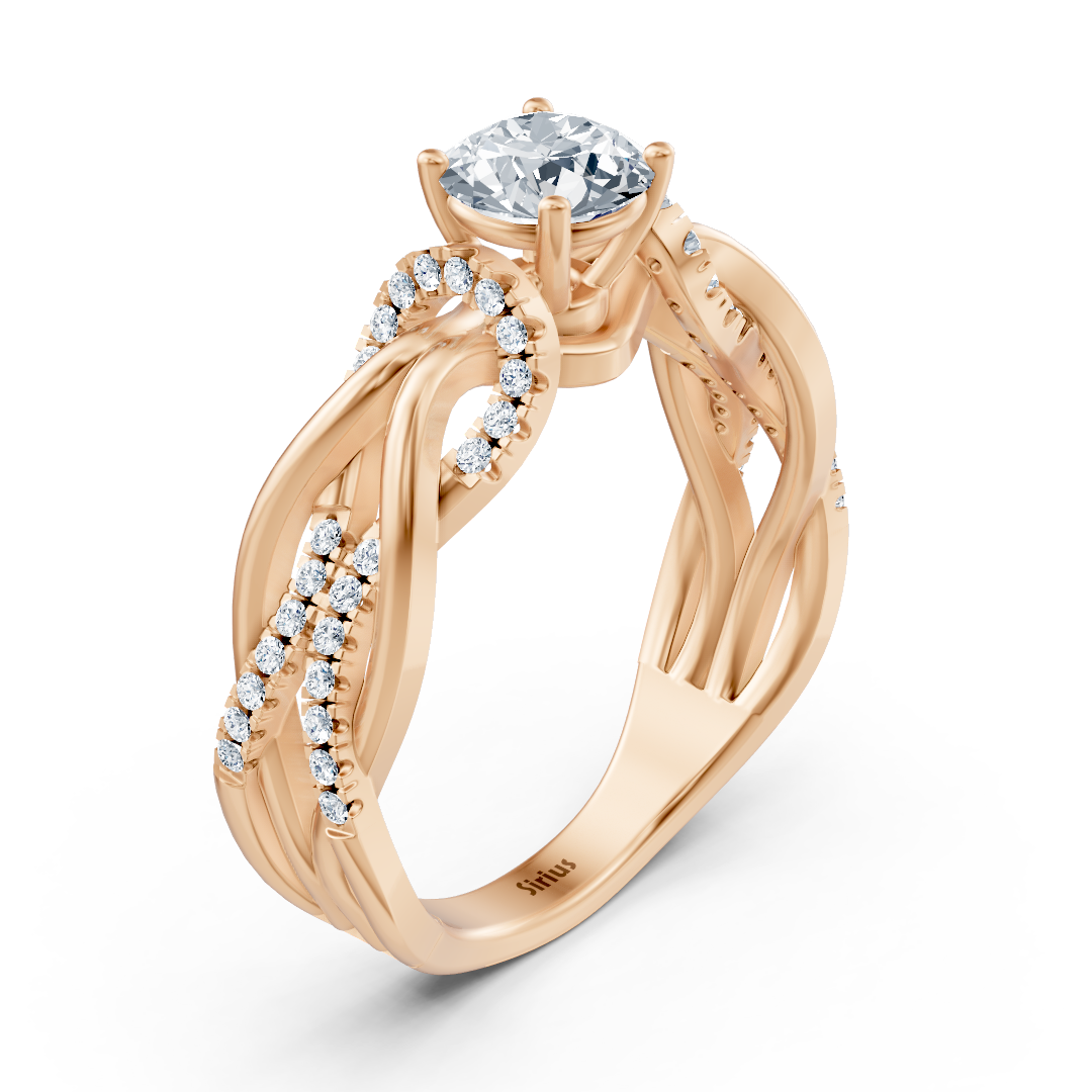 Roségold-Diamantring mit Zopfdesign - 0,91 ct - hochwertiger Schmuck von Rosy Lab Diamonds