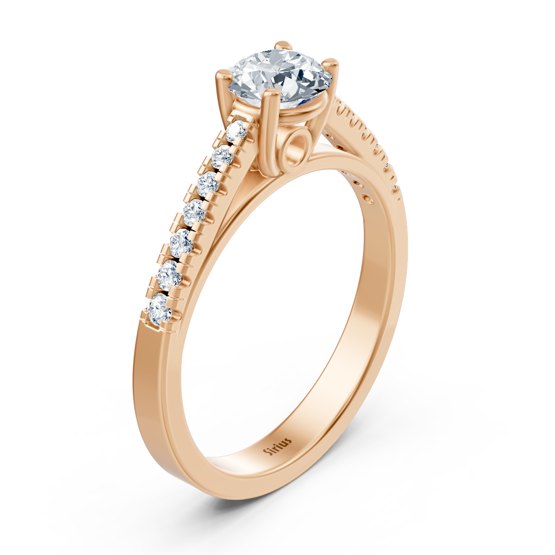 Rose Gold engagement ring with graduated lab-grown diamonds and a solitaire – high-quality Jewelry from Rosy Lab Diamonds