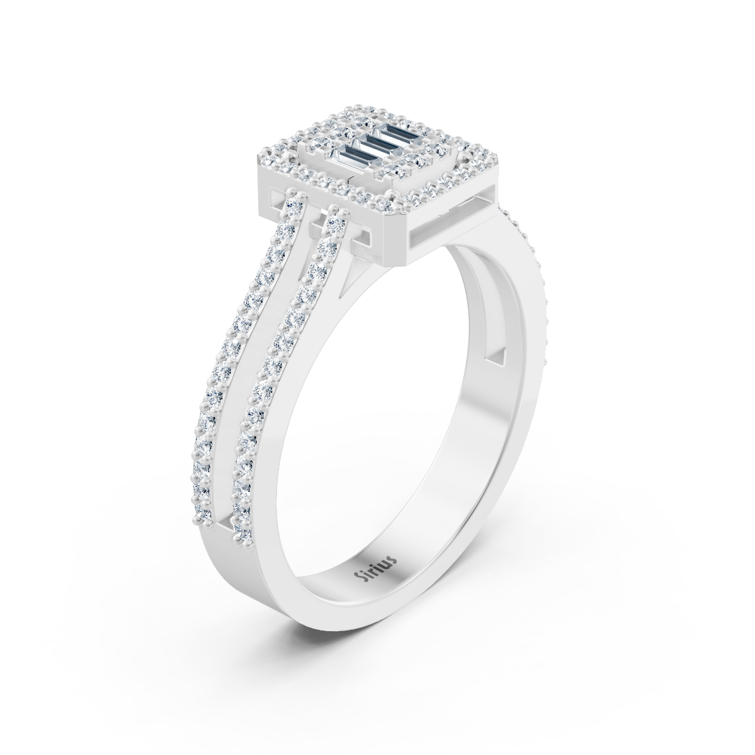 Cocktail ring with lab diamonds in white gold – 77R0254