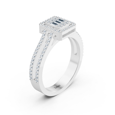 Cocktail ring with lab diamonds in white gold – 77R0254