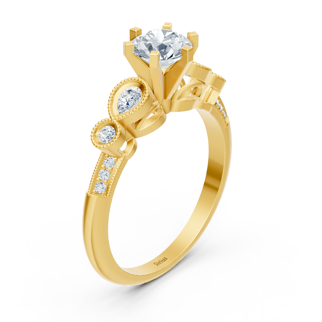 Eleganter Gelbgold-Ring mit kunstvollen Details und Labor-Diamanten - hochwertiger Schmuck von Rosy Lab Diamonds