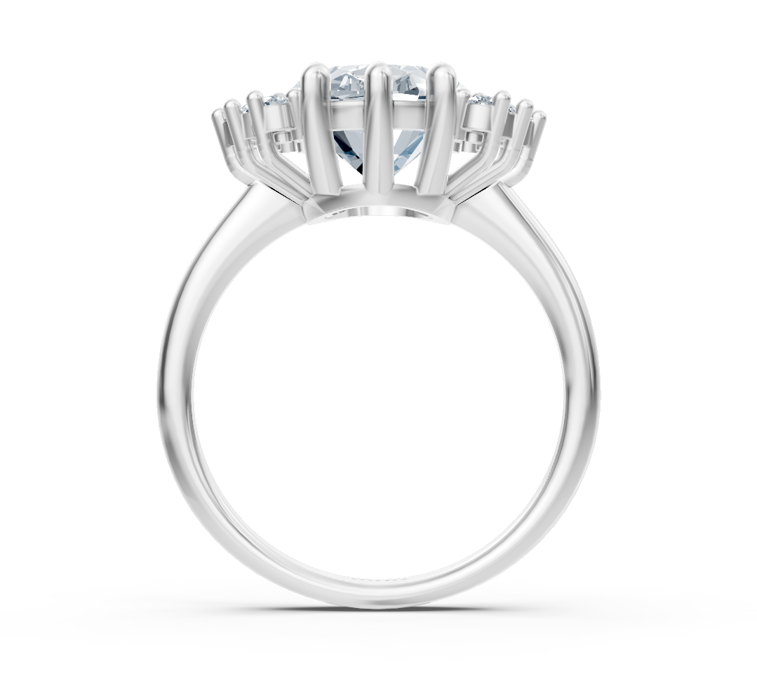 Beyaz Altın üzerine oval laboratuvar elmaslı zarif halo yüzük - Rosy Lab Diamonds’tan kaliteli Mücevher
