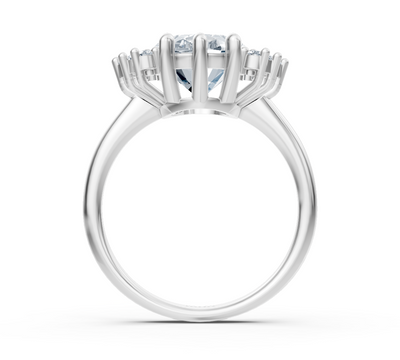 Elegant halo ring in white gold with oval lab diamond