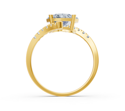 Yellow gold ring with lab-grown oval and round diamond – 2.22 ct