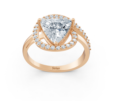 Élégante bague trillion en diamant en or rose 14 carats – cultivé en laboratoire
