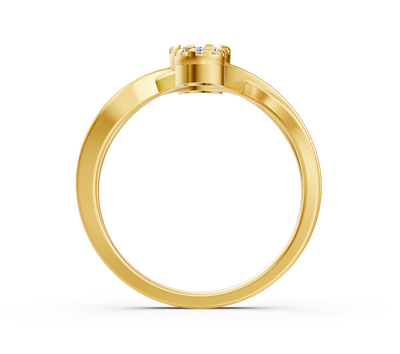 Yellow gold trio ring with round-cut lab diamonds